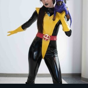 Miccostumes Kitty Pryde Shadowcat Cosplay Faux Latex Suit Costume Size M